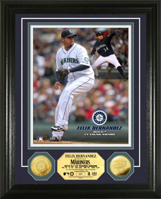 Felix Hernandez Photo Mint: Seattle Mariners 2010 Al Cy Young Award Winner 24kt Gold Coin