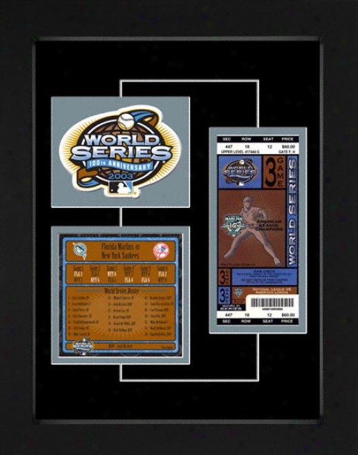 Florida Marlins 2003 World Series Replica Ticket & Patch Frame