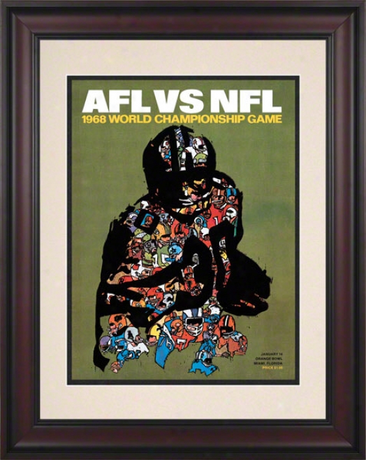 Framed 10.5 X 14 Super Bowl Ii Program Print  Details: 1968, Packers Ve Raiders