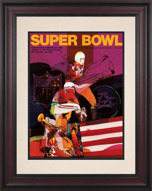 Framed 10.5 X 14 Super Bowl Iv Program Print  Defails: 1970, Chiefs Vs Vikings