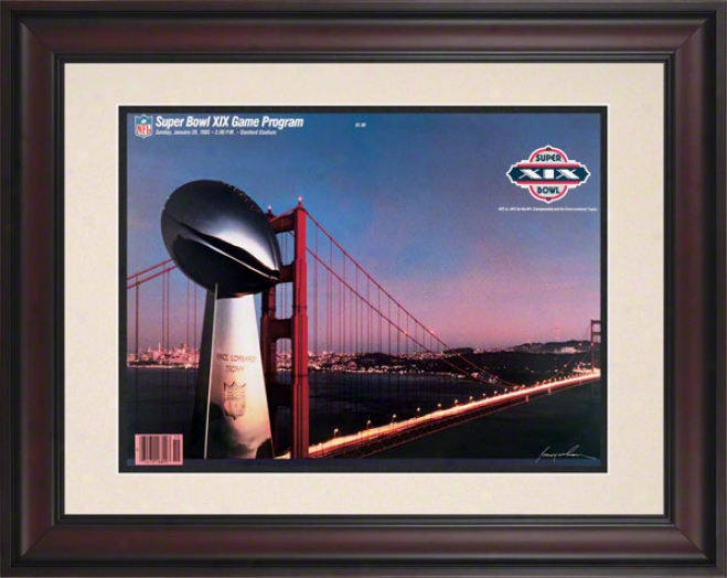 Framed 10.5 X 14 Super Bowl Xix Program Print  Details: 1985, 49ers Vs Dolphins