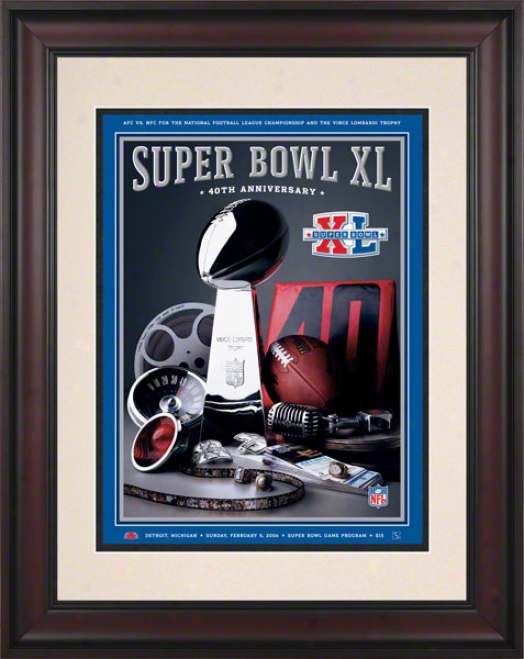 Framed 10.5 X 14 Super Bowl Xl Program Print  Details: 2006, Steelers Vs Seahawks