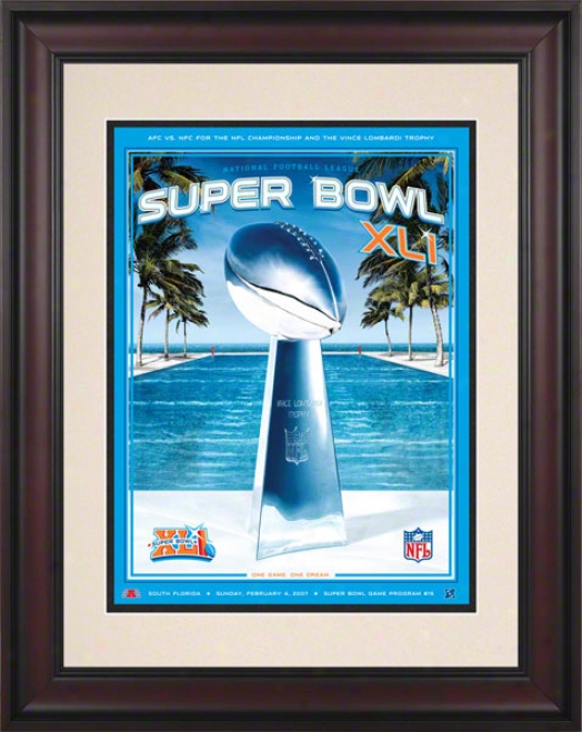 Framed 10.5 X 14 Super Bowl Xli Program Print  Details: 2007, Colts Vs Bears