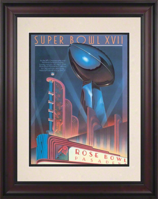 Framed 10.5 X 14 Super Bowl Xvii Program Print  Details: 1983, Redskins Vs Dolphins