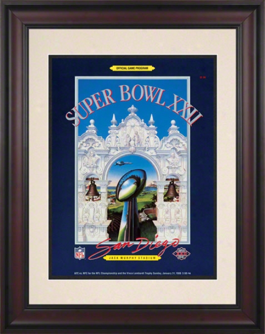 Framed 10.5 X 14 Super Boql Xxii Program Impress  Detaild: 1988, Redskins Vs Broncos