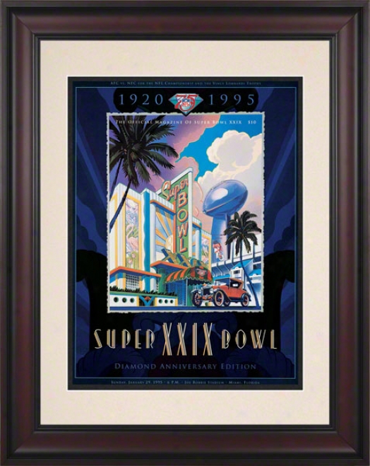 Framed 10.5 X 14 Super Bowl Xxix Program Print  Details: 1995, 49ers Vs Chargers
