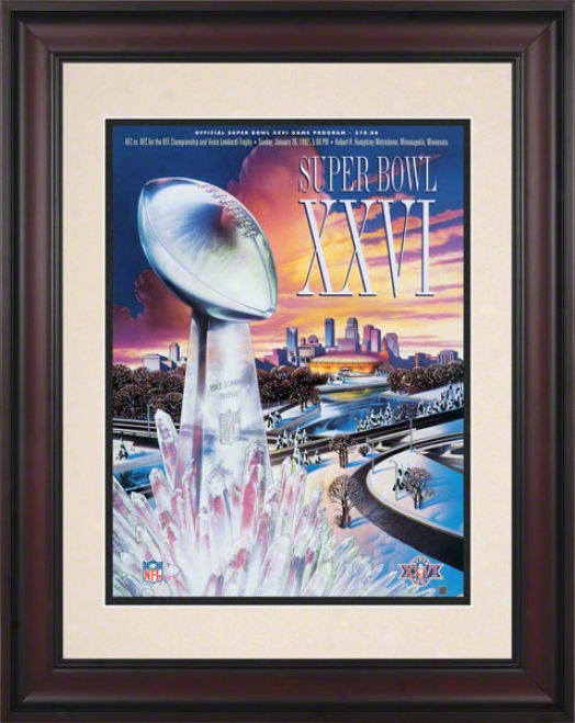 Framed 10.5 X 14 Super Bowl Xxvi Program Print  Details: 1992, Redskins Vs Bills