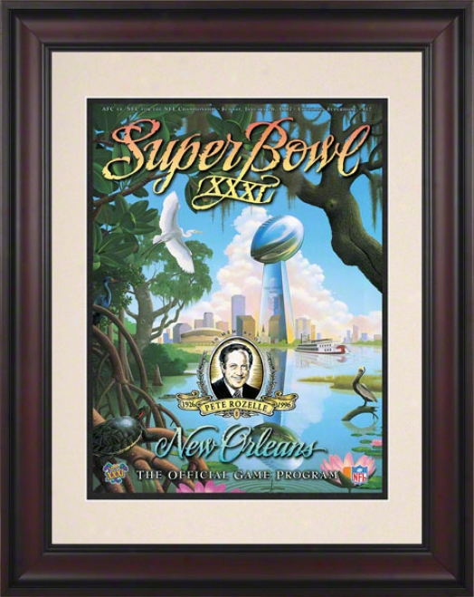 Framed 10.5 X 14 Super Bwol Xxxi Program Print  Details: 1997, Packers Vs Patriots