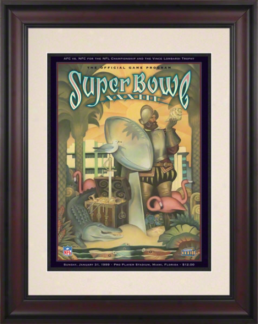 Framed 10.5 X 14 Super Bowl Xxxiii Program Print  Detailq: 1999, Broncos Vs Falcons