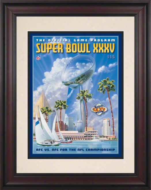 Framed 10.5 X 14 Super Bowl Xxxv Program Print  Details: 2001, Ravens Vs Giants