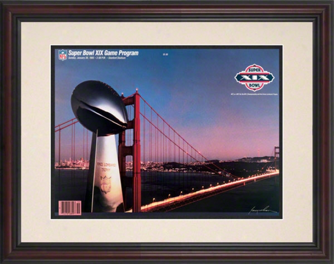 Framed 8.5 X 11 Super Goblet Xix Program Print  Details: 1985, 49ers Vs Dolphins