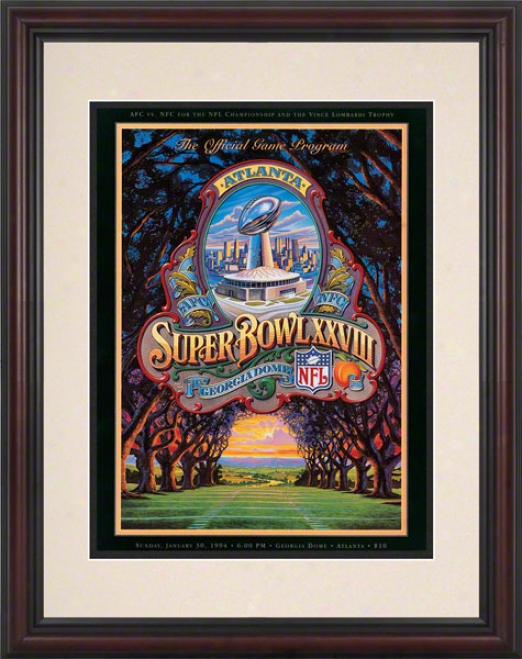 Framed 8.5 X 11 Super Bowl Xxviii Program Print  Particulars: 1994, Cowboys Vs Bills