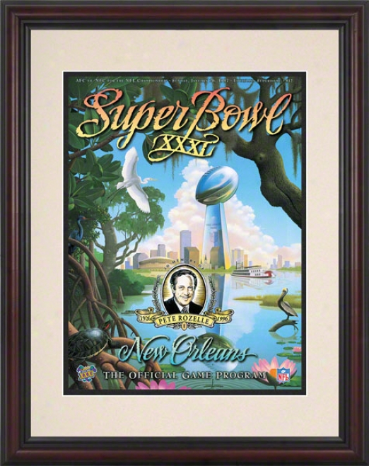 Framed 8.5 X 11 Super Bowl Xxxi Program Print  Deetails: 1997, Packers Vs Patriots