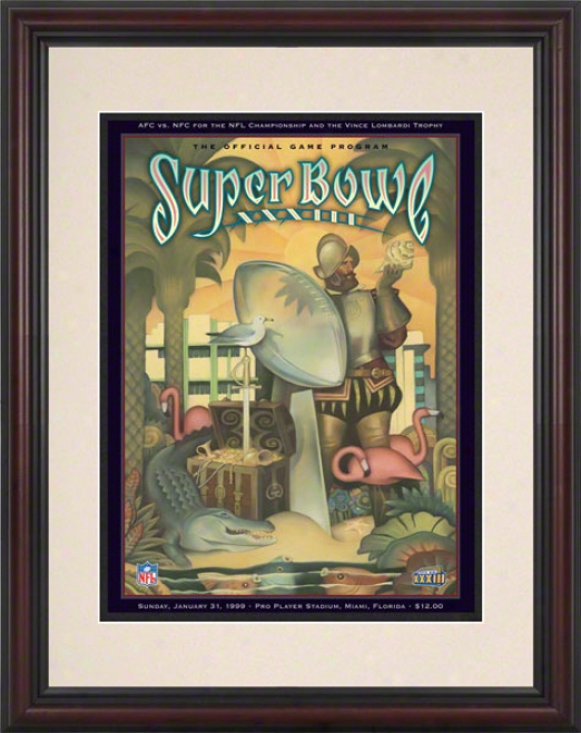 Framed 8.5 X 11 Super Bowl Xxxiii Program Print  Details: 1999, Broncos Vs Falcons