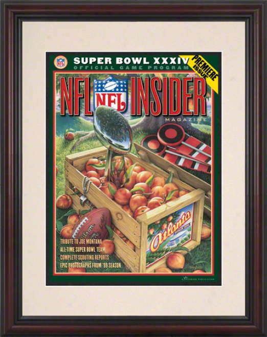 Framed 8.5 X 11 Super Bowl Xxxiv Program Print  Details: 2000, Rams Vs Titans