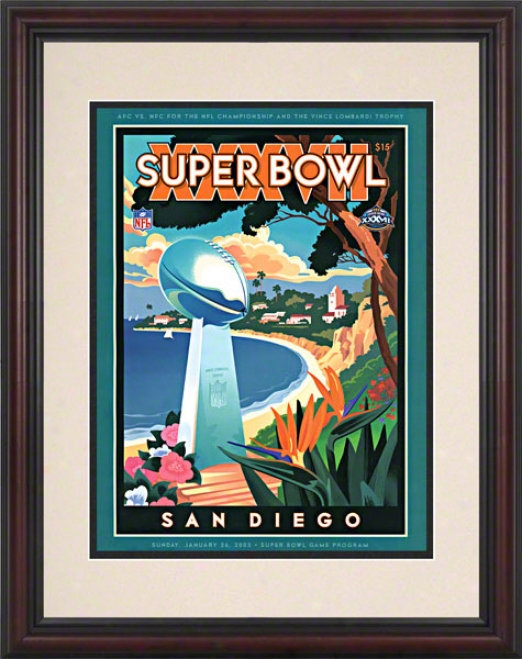 Framed 8.5 X 11 Super Bowl Xxxvii Program Print  Details: 2003, Buccaneers Vs Raiders