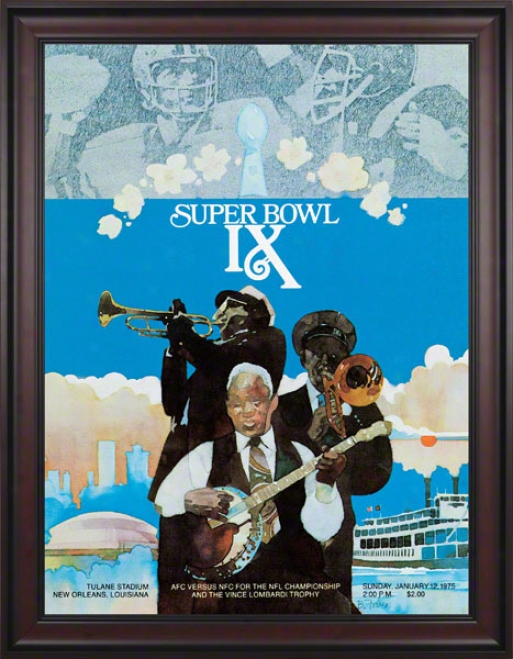 Framed Canvas 36 X 48 Super Bowl Ix Program Print  Details: 1975, Steelers Vs Vikings