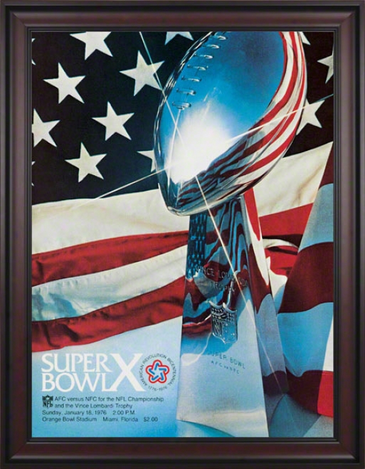 Framed Canvas 36 X 48 Super Bowl X Program Print  Details: 176, Steelers Vs Cowboys