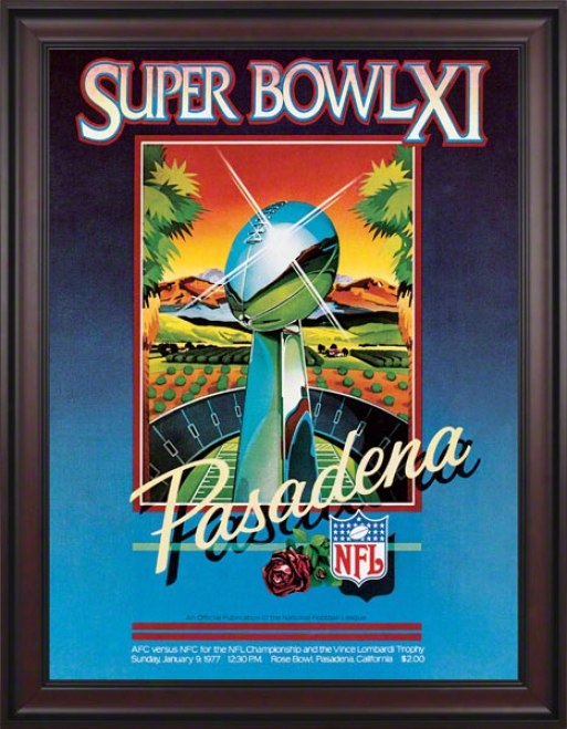 Framed Canvas 36 X 48 Super Bowl Xi Program Print  Details: 1977, Raiders Vs Vikings