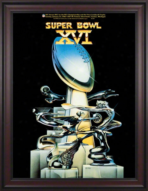 Framed Canvas 36 X 48 Supwr Bowl Xvi Program Print  Details: 1982, 49ers Vs Bengals