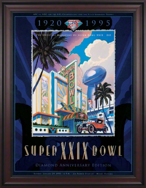 Framed Canvas 36 X 48 Super Bowl Xxix Program Print  Details: 1995, 49ers Vs Chargers