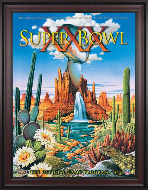 Framed Canvas 36 X 48 Super Bowl Xxx Program Print  Details: 1996, Cowboys Vs Steelers