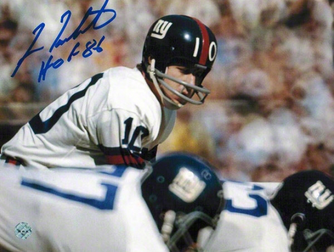 Fran Tarkenton Autographed New York Giants 8x10 Photo Inscribe d&quothof 86&quot