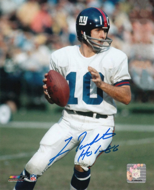 Fran Tarkenton New York Giants - Passing - Autographd 8x10 Photograph With Hof Inscription