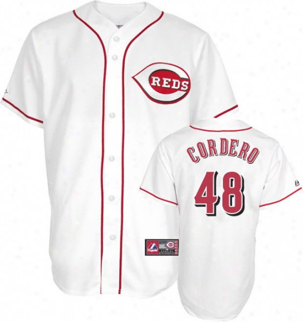 Francisco Cordero Jersey: Adult Majestic Home White Replica #48 Cincinnati Reds Jeersey