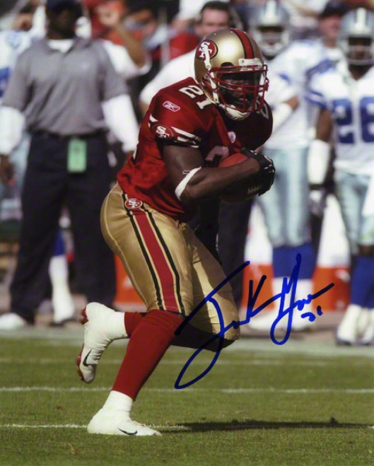 Frank Gore Autographed 8x10 Photograph  Particulars: San Francisco 49ers, Ball In Give  Pose