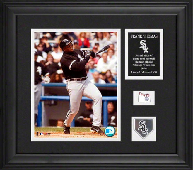 Frank Thomas Framed Photograph  Details: Chicago White Sox, Game Used Baseball, Medallion, Plate, 8x10