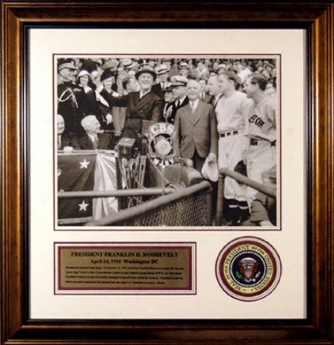 Franklin Delano Roosevelt Framed 16x20 Photograph Attending Presidential Patch