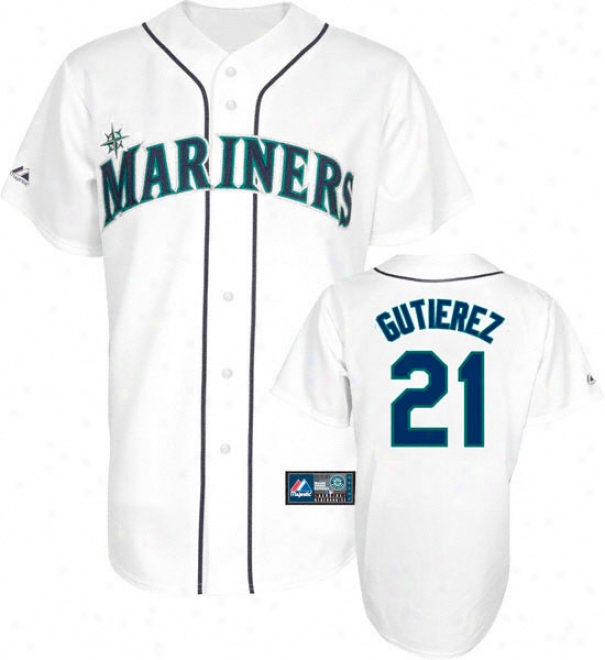 Frznklin Gutierrez Jersey: Adult Majestic Home White Replica #21 Seattle Mariners Jersey