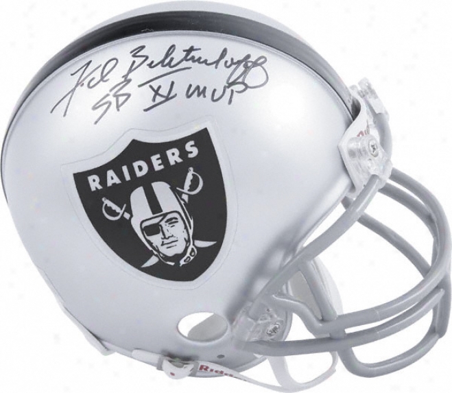 Fred Biletnikoff Oakland Raiders Autographed Mini Helmet Attending Sb Xi Mvp Inscription