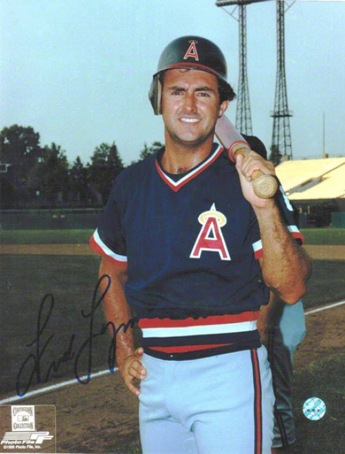 Fred Lynn California Agels Autographed 8x10 Photo Bat On Shoulder