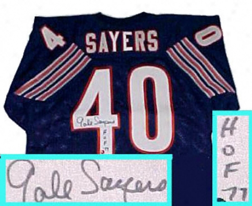 Gale Sayers Chifago Bears Autographed Dismal Throwback Jersey Woth Hof 77 Inscription