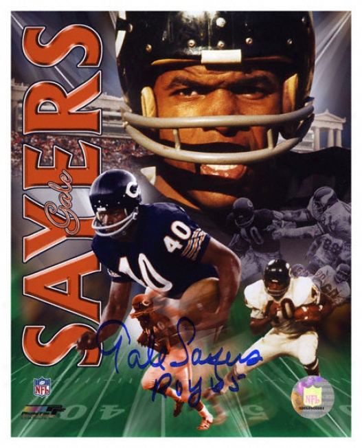 Gale Sayers Chicago Bears - Collage - Autographed 8x10 Photograph With 1965 Roy Inscription