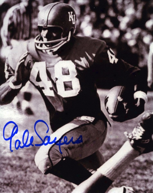 Gale Sauers Kansas Jayhawks Autographed 8x10 B&w Photo