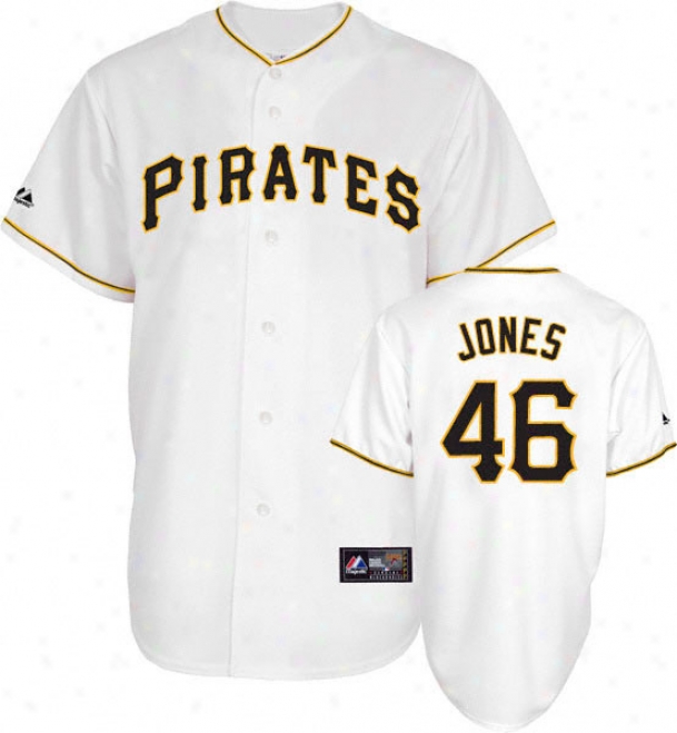 Garrett Jones Jersey: Adult Majestic Home White Replica #46 Pittsburyh Pirates Jersey