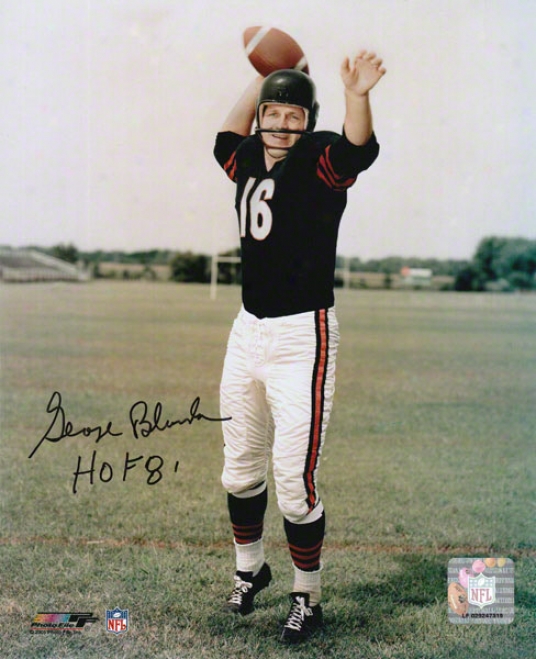 George Blanda Chicago Bears Autographed 8x10 Photograph In the opinion of Hof 81 Inscription
