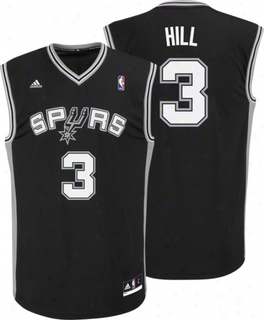 George Hill Jersey: Adidas Change 30 Black Replica #3 San Antonio Spurs Jersey