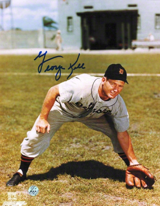 George Kell Detroit Tigers Autographed 8x10 Photo Fielfing