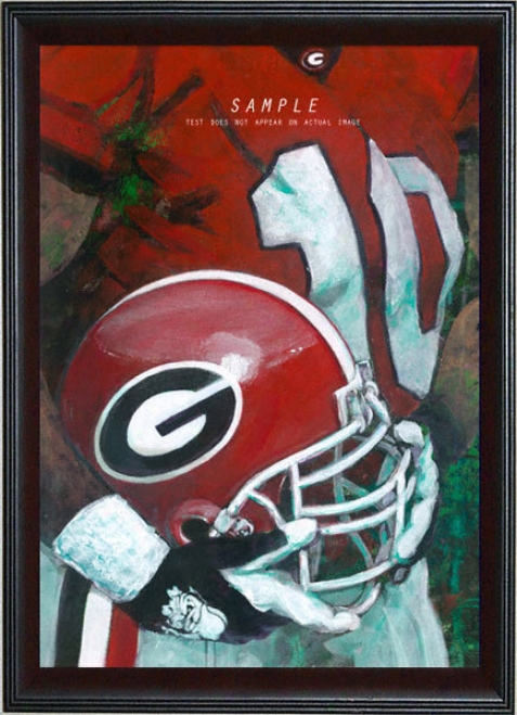 Georgia Bulldogs - &quotu Of G Helmet Series&quot - Large - Frramed Giclee