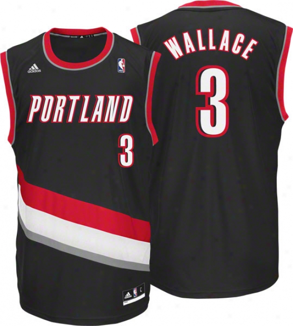 Gerald Wallacd Jersey: Adias Black Replica #3 Porgland Trail Blazers Jersey