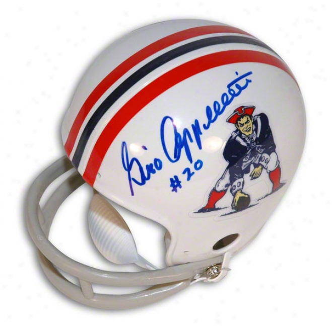 Gino Czppelletti Autographed New England Patriots Throwback Mini Helmet With Gray Mask