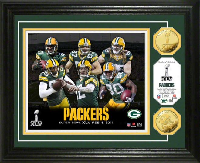 Green Bay Packers 2010 Nfc Champions And Super Bowl Xlv 24kt Gold Coin Team Photo Mint