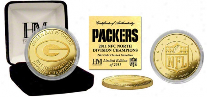 Green Bay Packers 2011 Nfc North Compartment Champions 24kt Gold Coin