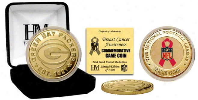 Green Bay Packers Breeast Cancer Awareness 24kt Gold Courageous Coin