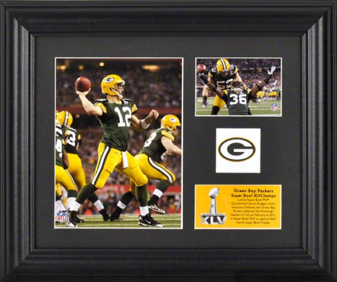 Green Bay Packers Framed 2 Photograph Collage  Details: Super Bowl Xlv Champions, Team Logo