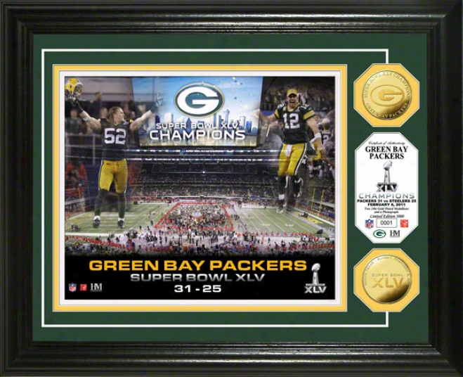 Green Bay Packers Super Bowl Xlv Champions 24kt Gold Coin Celebration Photo Mint